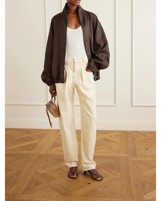 Ssstein Brown Gathered Linen Jacket