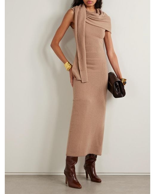 Jonathan Simkhai Natural Hathaway Midikleid Aus Einer Woll-Kaschmirmischung Mit Recycelten Fasern Und Schaldetail