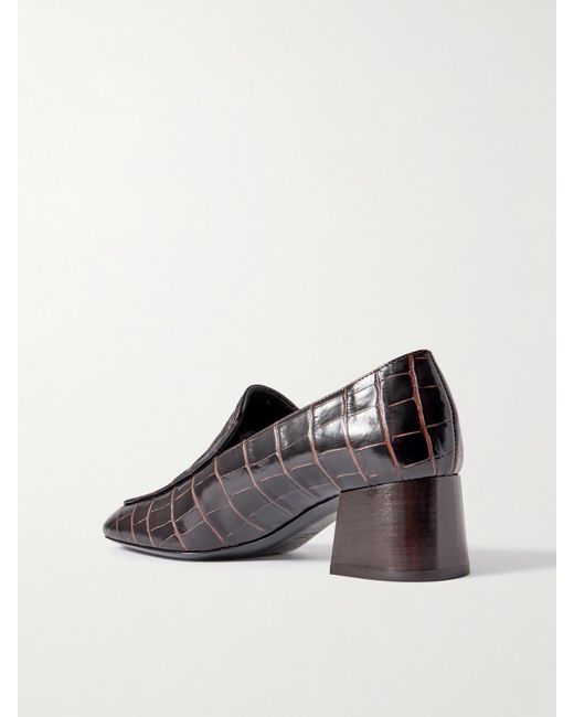 Totême  Black Net Sustain The Block Heel Croc-Effect Leather Pumps