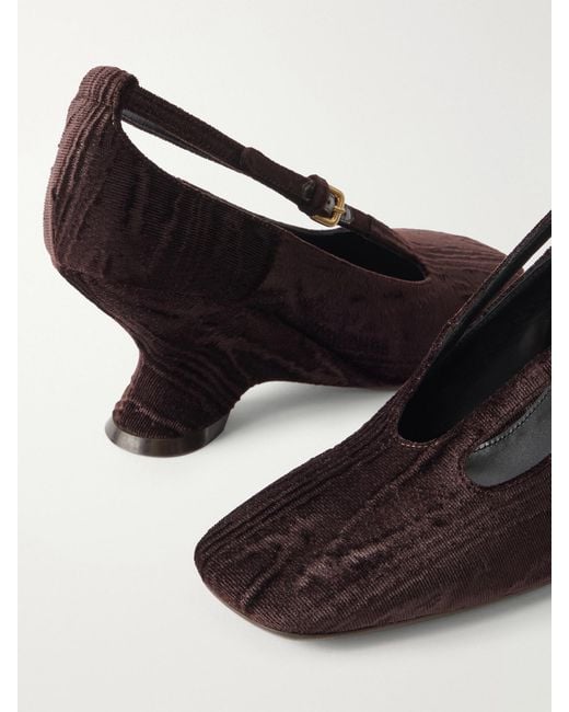 Dries Van Noten Brown Velvet Moiré Wedge Pumps