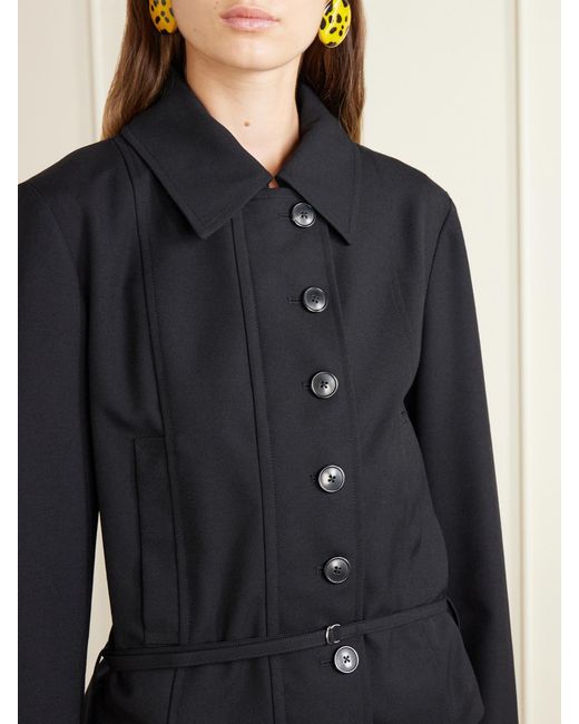 Dries Van Noten Blue Cropped Belted Wool Jacket