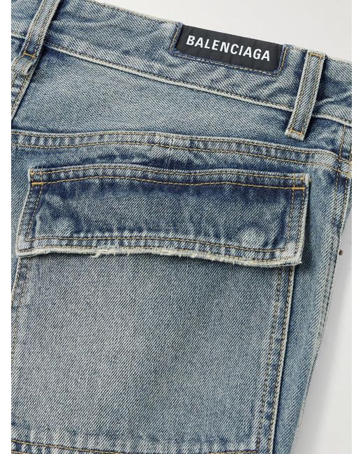 Balenciaga Blue Halbhohe Cargojeans Mit Weitem Bein