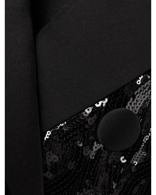 Mini-Robe À Double Boutonnage En Crêpe À Sequins Balmain en coloris Black