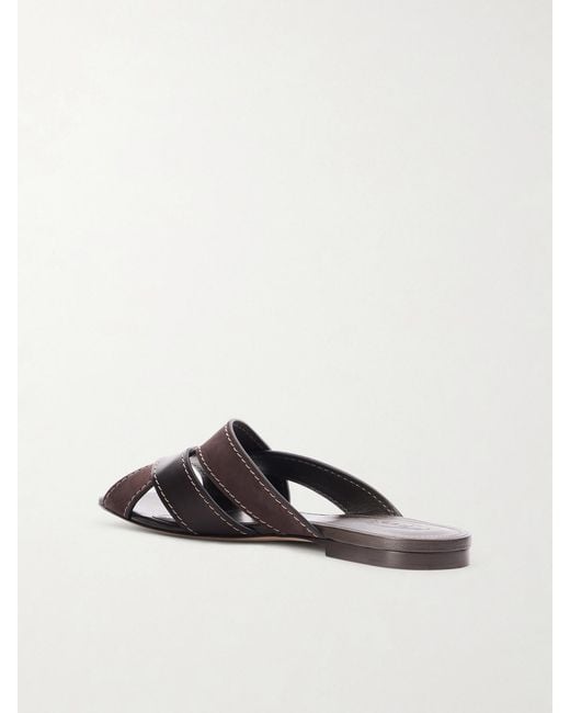 Tod's Brown Suede And Leather Slides