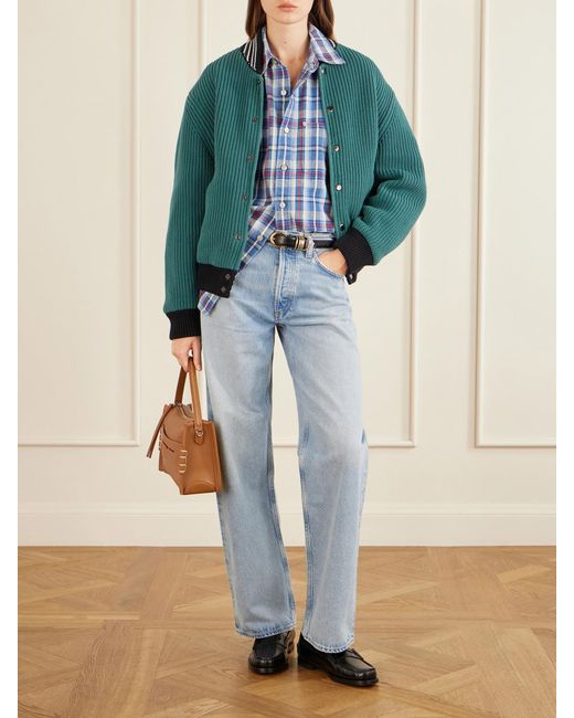 Aimé Leon Dore Green Reversible Knit Bomber