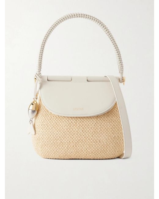 Loewe Natural Paula Ibiza Pescador Leather-Trimmed Raffia Shoulder Bag