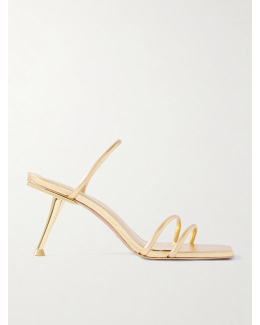 Cult Gaia Natural Lydia Metallic Leather Sandals