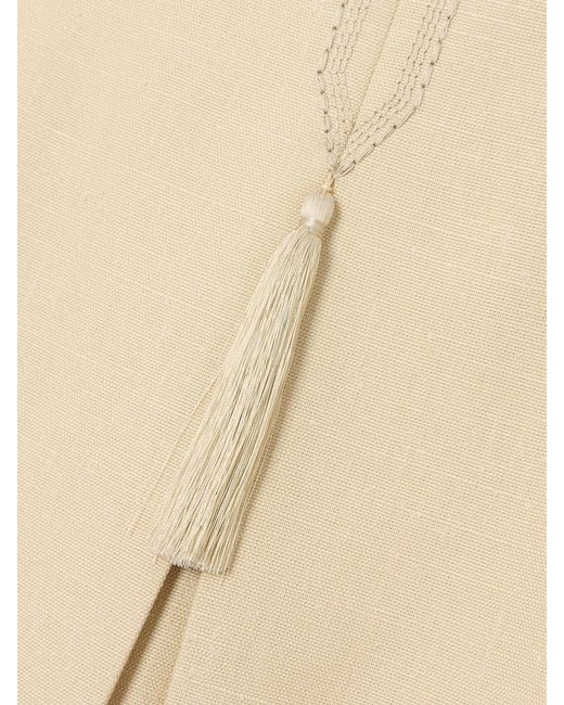 Valentino Garavani Natural Tasseled Embroidered Woven Mini Dress