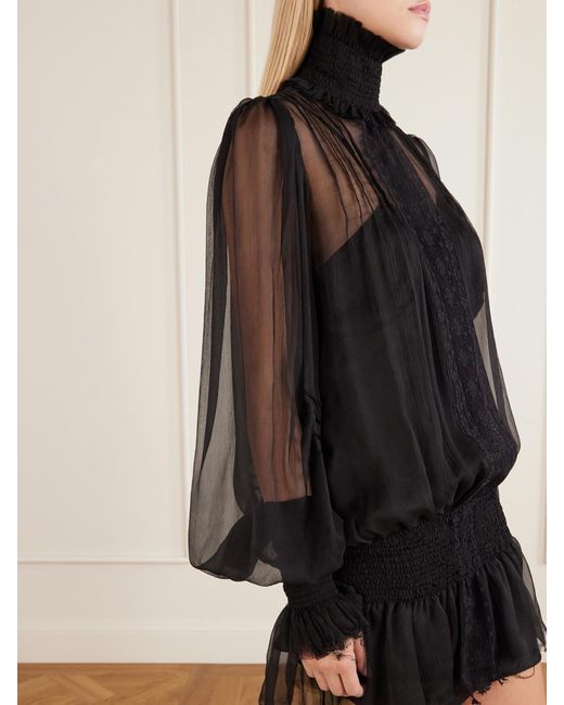 Dilara Findikoglu Black Drama Of Exile Silk-Crepon Mini Dress