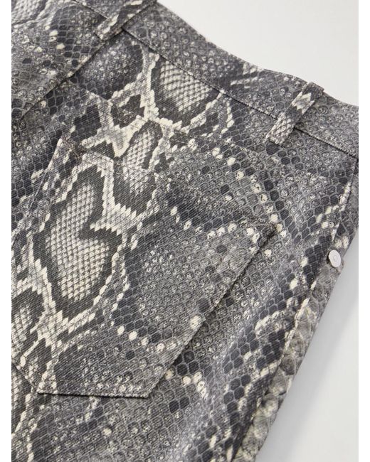 Gabriela Hearst Gray Ezra Snake-Print Recycled Mid-Rise Bootcut Jeans