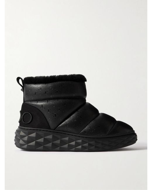Bottines En Cuir Matelassé À Logo Doublées De Peau Lainée Xan Jimmy Choo en coloris Black