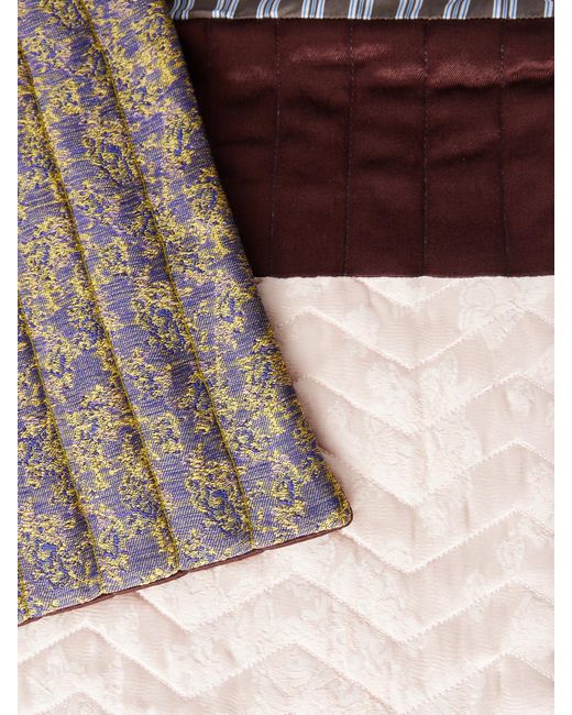 Dries Van Noten Brown Patchwork Quilted Scarf
