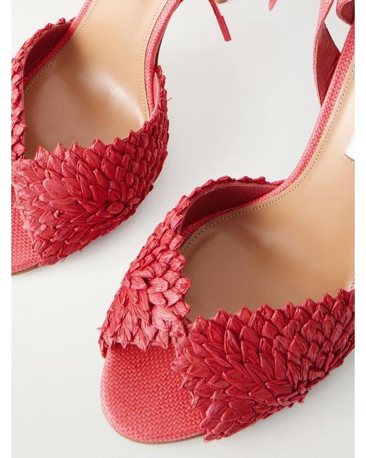 Aquazzura Red Rio Flirt 105 Raffia Sandals
