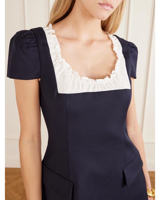ShuShu/Tong Blue Scalloped Wool Mini Dress