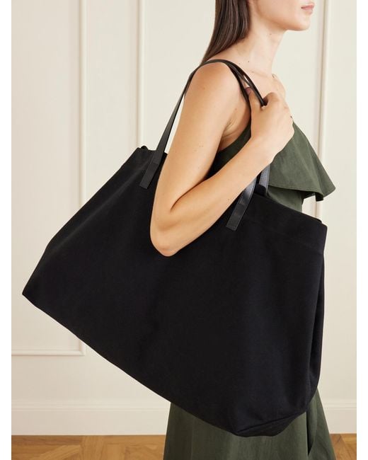 Kallmeyer Black Cottage Leather-Trimmed Canvas Tote