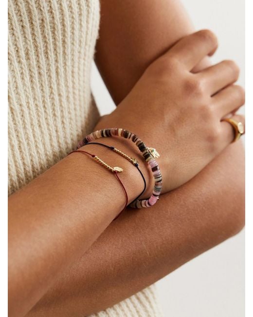 Sydney Evan Metallic Hamsa 14-Karat, Cord And Diamond Bracelet