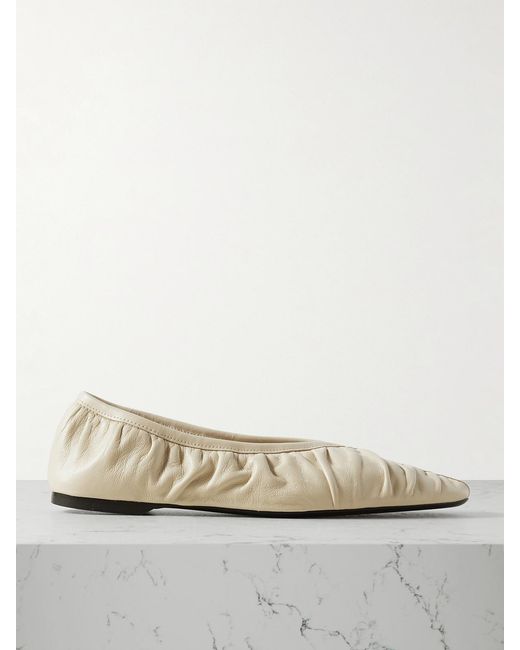 Totême  Natural The Gathered Leather Ballet Flats