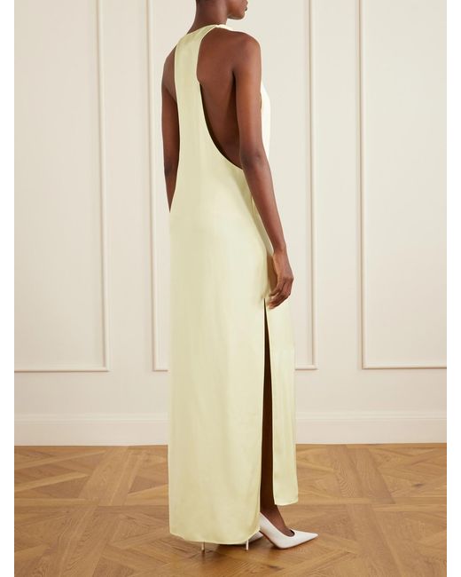 Sportmax White Draped Satin Maxi Dress