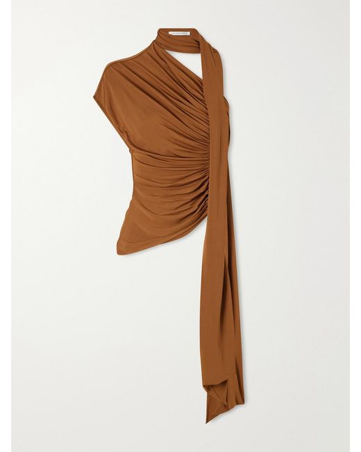 Christopher Esber White Vienna Scarf-Detail Draped Jersey Blouse