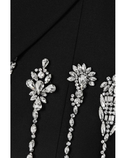 Alexander McQueen Cropped Crystal-embellished Wool Blazer in Black | Lyst