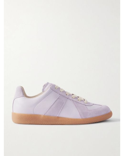 Maison Margiela Purple Replica Suede And Leather Sneakers