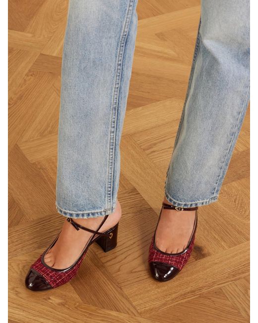 JENNIFER CHAMANDI Pink Mattia 65 Leather-Trimmed Tweed Pumps