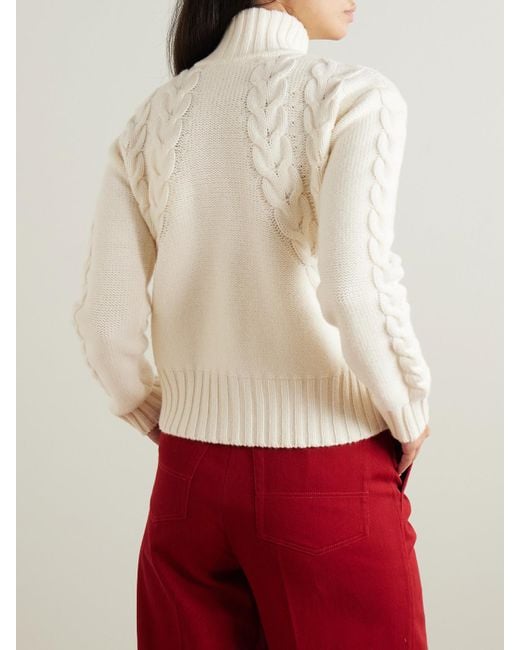 Max Mara Natural Mabel Cable-Knit Wool And Cashmere-Blend Cardigan