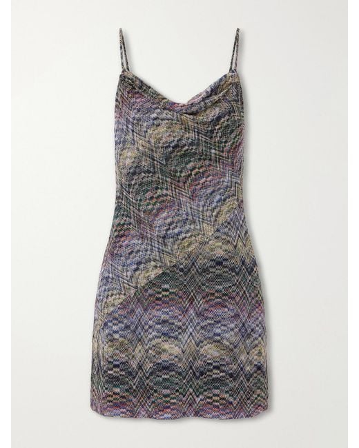 Missoni Gray Metallic Crochet Mini Dress