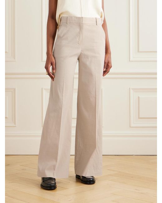 Pantalon Large En Lin Mélangé Treeca Theory en coloris Natural