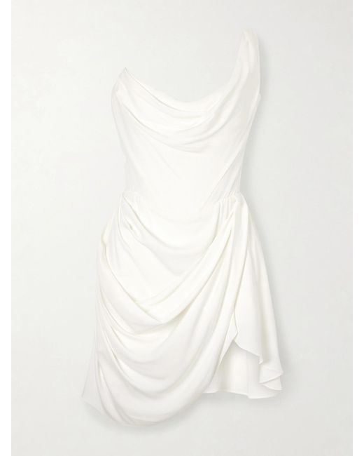 Vivienne Westwood White Doll One-Shoulder Draped Silk-Crepe Mini Dress