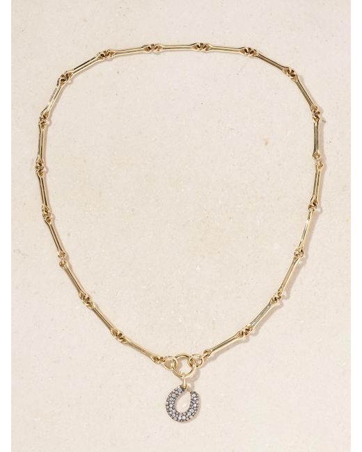 Lucy Delius Natural Show Your Bones Horseshoe Kette Aus 14 Karat Mit Rhodiumauflage Und Diamanten