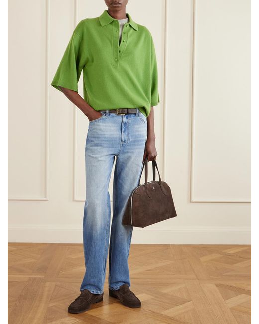 Tibi Green Wool And Cashmere-Blend Polo Shirt