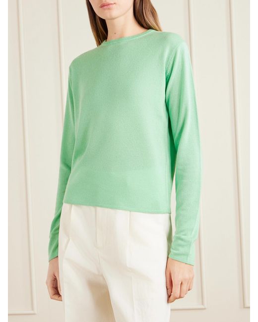 Auralee Green Cashmere And Silk-Blend Sweater