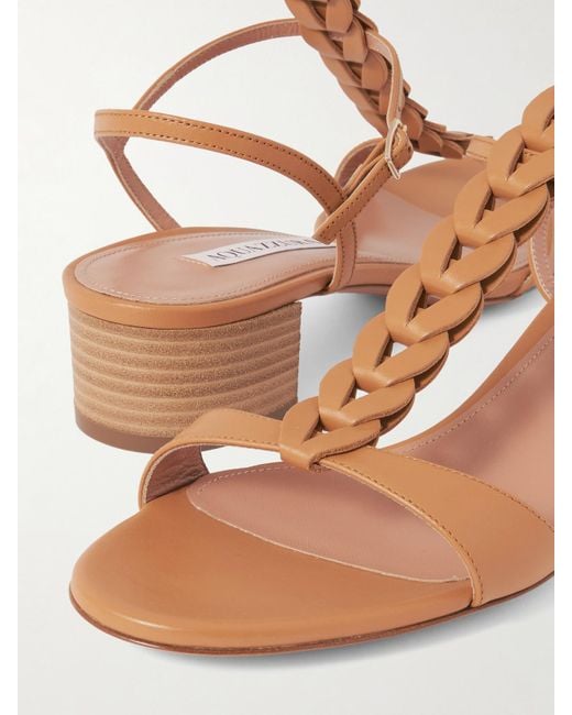 Aquazzura Natural Destiny Gladiator 35 Sandalen Aus Leder Mit Flechtdetail