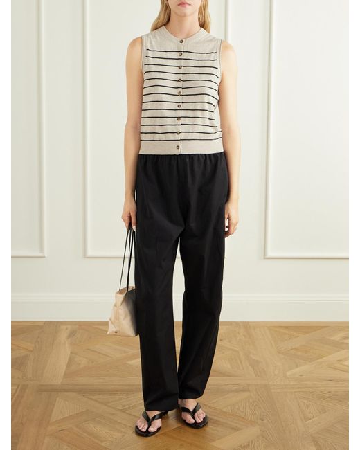 La Ligne Natural Lee Striped Knitted Vest