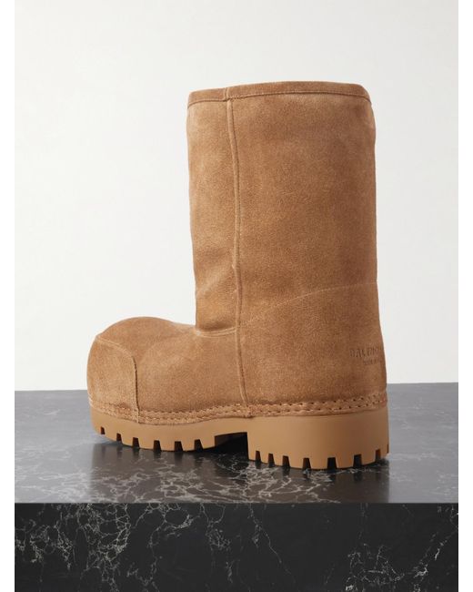 Balenciaga Brown Alaska Stiefel Aus Veloursleder Mit Shearling-Futter