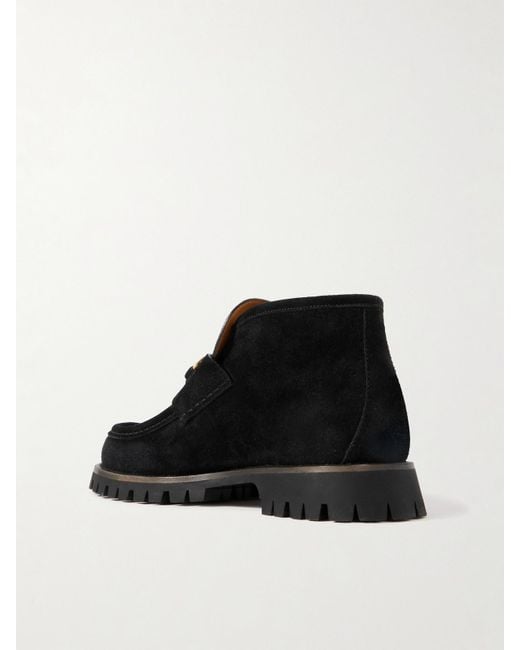 Gucci Black Sylke Horsebit-Detailed Suede Ankle Boots