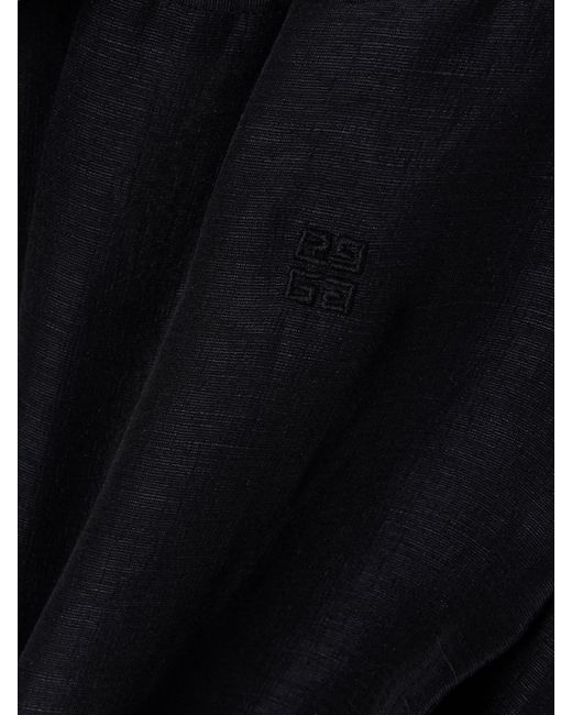 Givenchy Black Silk And Linen-Blend Voile Wide-Leg Pants