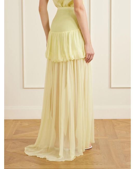 LIBEROWE White Silk-Chiffon Maxi Skirt