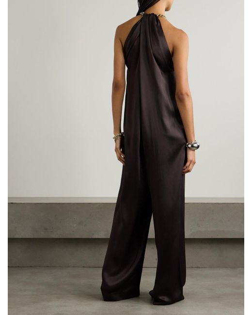 Combi-Pantalon En Satin À Chaîne Stella McCartney en coloris Brown