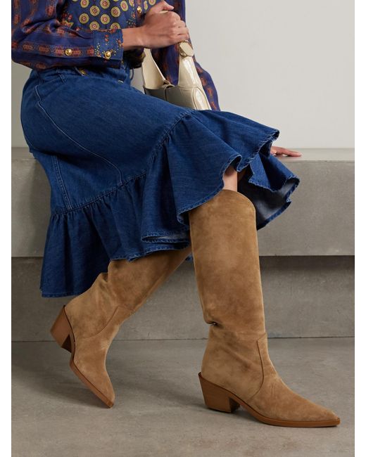 Gianvito Rossi White Waylon 45 Suede Knee Boots