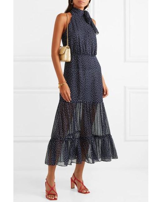 RIXO London Eleanor Polka-dot Silk Midi 