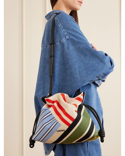 Loewe Blue Flamenco Paneled Canvas Clutch
