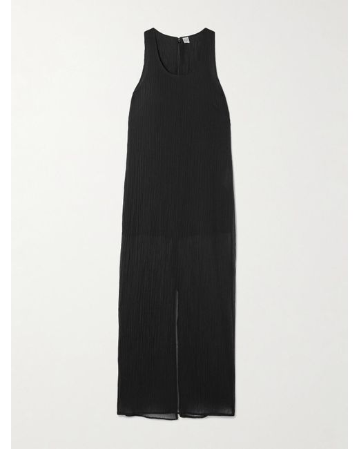 Totême  Black Midikleid Aus Krepon Aus Einer Baumwoll-Seidenmischung
