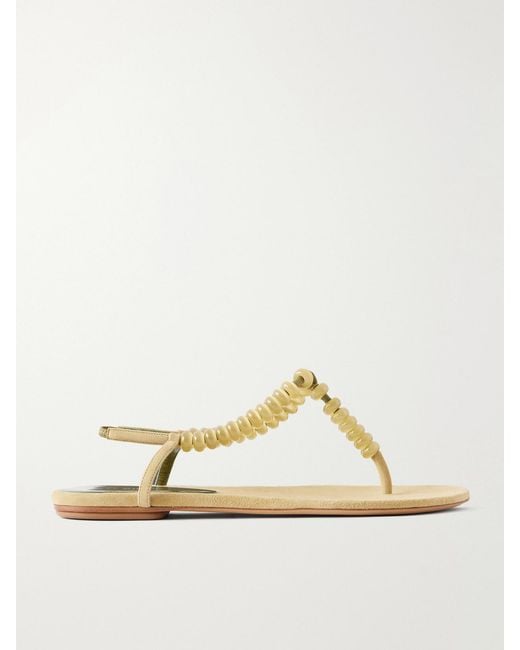 Le Monde Beryl Natural Beaded Leather Flat Sandals