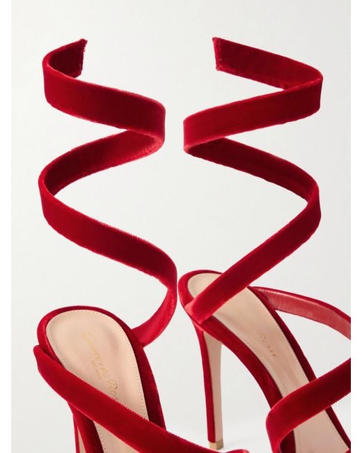 Gianvito Rossi Red Opera Velvet Sandals