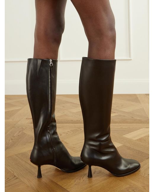 Aeyde Black Catherine 65 Leather Knee Boots