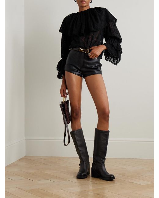 Alix Of Bohemia Black Eloise Ruffled Cotton-Lace Blouse