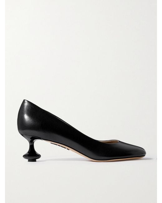 Loewe Black Petite Toy Pumps With A Darling Lacquered Heel