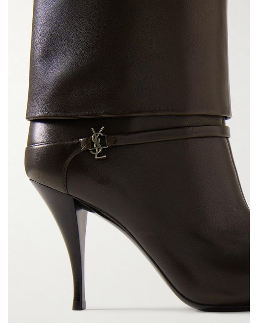 Saint Laurent Black Niki Ankle Boots Aus Leder Mit Logodetail